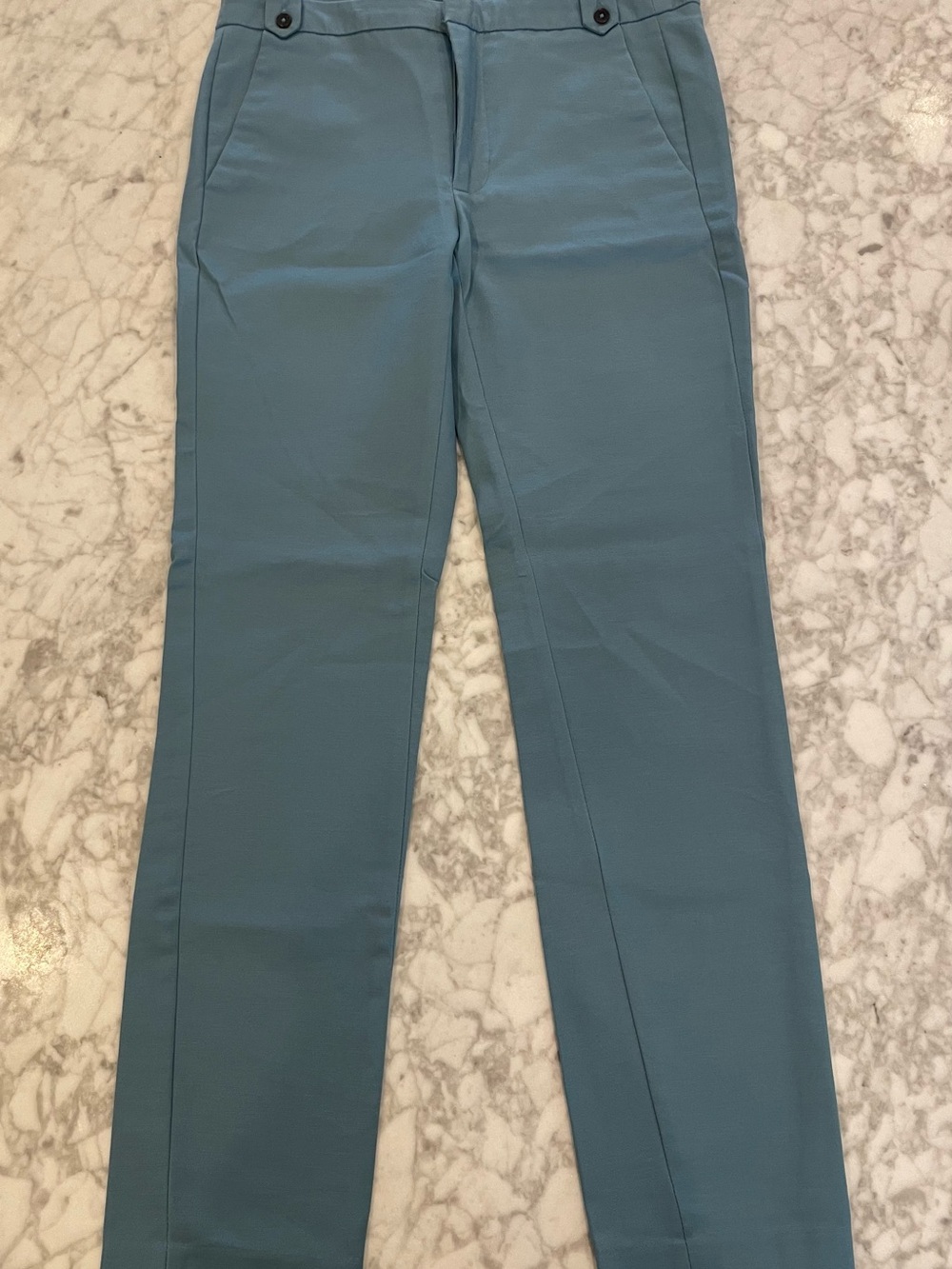 Zara Straight-Leg Cotton Pants in Dusty Blue